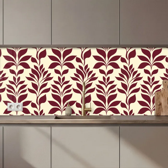 Abstract - Bladeren - Burgundy keuken achterwand 2 middel 871 zz_3dshopping