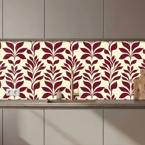 Abstract - Bladeren - Burgundy keuken achterwand 2 middel 871 zz_3dshopping