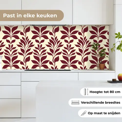 Abstract - Bladeren - Burgundy keuken achterwand 2 middel 871 -sfeer4_NL