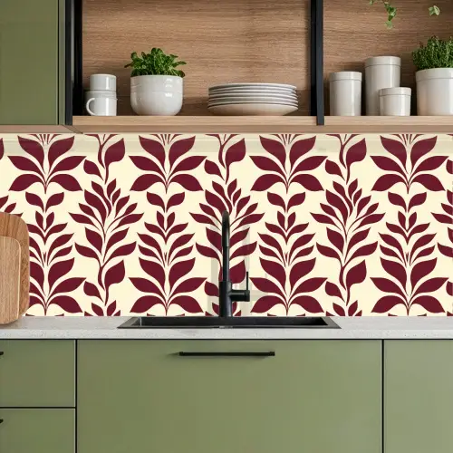 Abstract - Bladeren - Burgundy keuken achterwand 2 middel 871 -sfeer3