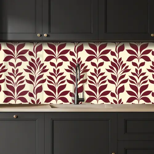Abstract - Bladeren - Burgundy keuken achterwand 2 middel 871 -sfeer1