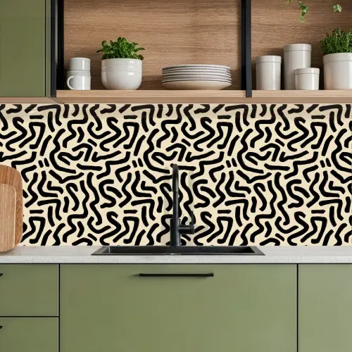 Abstract - Lijnen - Zwart keuken achterwand 2 middel 871 -sfeer3