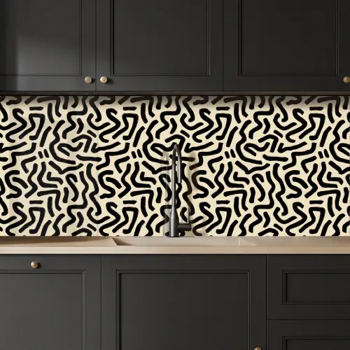 Abstract - Lijnen - Zwart keuken achterwand 2 middel 871 -sfeer1