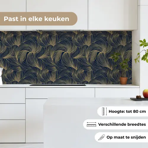 Abstract - Lijnen - Blauw - Goud keuken achterwand 2 middel 871 -sfeer4_NL