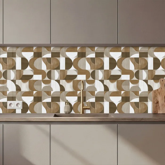 Abstract - Retro - Bruin keuken achterwand 2 middel 871 zz_3dshopping