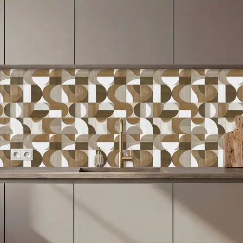 Abstract - Retro - Bruin keuken achterwand 2 middel 871 zz_3dshopping