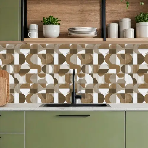 Abstract - Retro - Bruin keuken achterwand 2 middel 871 -sfeer3