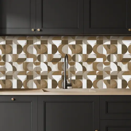 Abstract - Retro - Bruin keuken achterwand 2 middel 871 -sfeer1