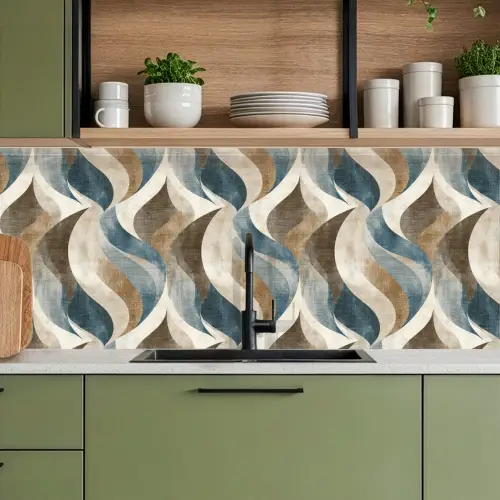 Abstract - Golven - Kleurrijk keuken achterwand 2 middel 871 -sfeer3