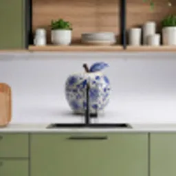 Appel - Blauw - Klassiek keuken achterwand 2 middel -sfeer3