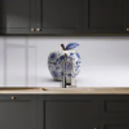 Appel - Blauw - Klassiek keuken achterwand 2 middel -sfeer1