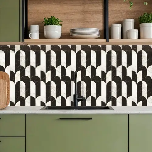 Bogen - Tegels - Marmer - Zwart - Wit keuken achterwand 2 middel 871 -sfeer3