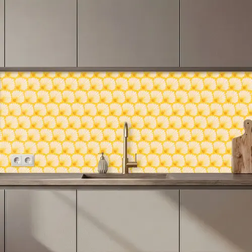 Art Deco - Design - Schelp - Geel keuken achterwand 2 middel 871 zz_3dshopping