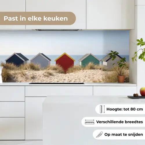 Strand - Huisjes - Kleurrijk - Duinen keuken achterwand 2 middel -sfeer4_NL