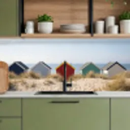 Strand - Huisjes - Kleurrijk - Duinen keuken achterwand 2 middel -sfeer3