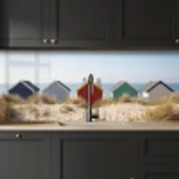 Strand - Huisjes - Kleurrijk - Duinen keuken achterwand 2 middel -sfeer1