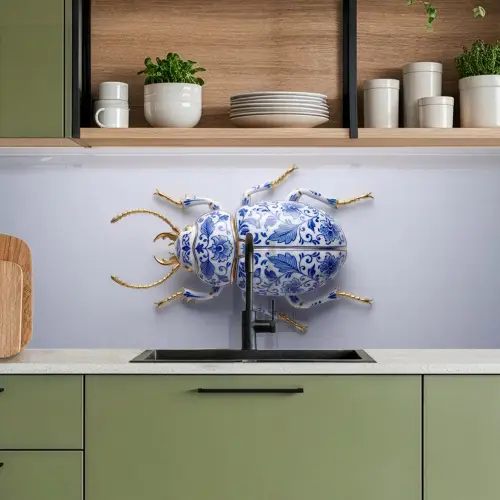 Kever - Delfts - Blauw - Goud keuken achterwand 2 middel -sfeer3