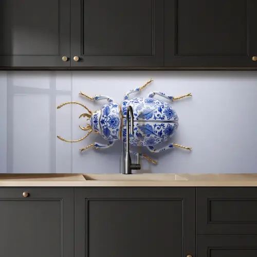 Kever - Delfts - Blauw - Goud keuken achterwand 2 middel -sfeer1
