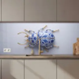 Kever - Delfts  - Blauw - Goud keuken achterwand 2 middel zz_3dshopping
