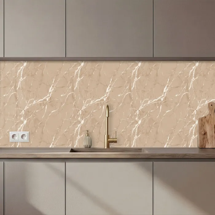 Beige - Marmer - Organisch - Wit keuken achterwand 2 middel 871 zz_3dshopping