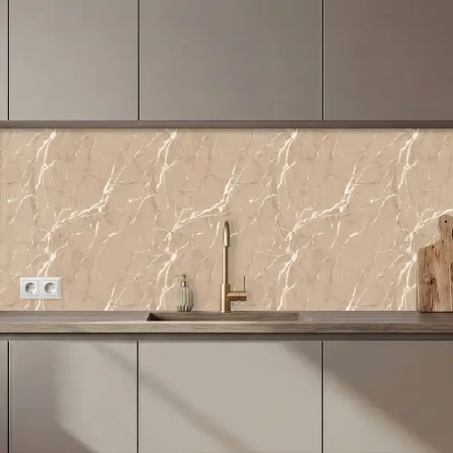 Beige - Marmer - Organisch - Wit keuken achterwand 2 middel 871 zz_3dshopping