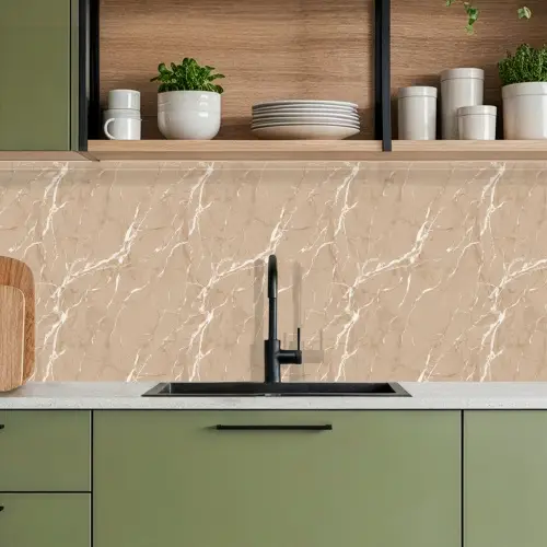 Beige - Marmer - Organisch - Wit keuken achterwand 2 middel 871 -sfeer3