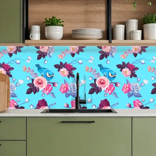 Vogel - Bloemen - Patronen keuken achterwand 2 middel 871 -sfeer3