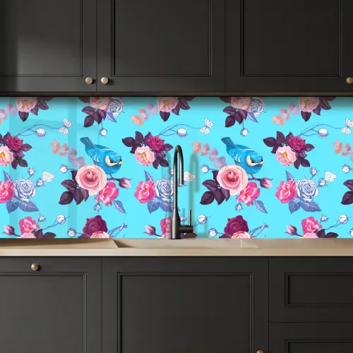 Vogel - Bloemen - Patronen keuken achterwand 2 middel 871 -sfeer1