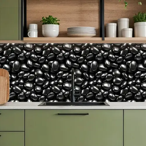 Zwarte - Glans - Stenen keuken achterwand 2 middel 871 -sfeer3