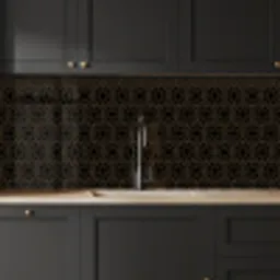 Zwart - Goud - Bloemenkern keuken achterwand 2 middel 871 -sfeer1