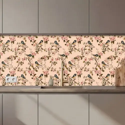 Bloesem - Koolmees - Roze keuken achterwand 2 middel 871 zz_3dshopping