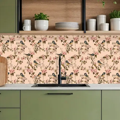Bloesem - Koolmees - Roze keuken achterwand 2 middel 871 -sfeer3