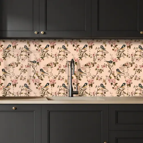 Bloesem - Koolmees - Roze keuken achterwand 2 middel 871 -sfeer1