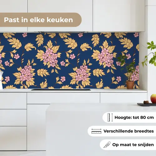 Bloesem - Bladeren - Roze - Goud - Patronen keuken achterwand 2 middel 871 -sfeer4_NL