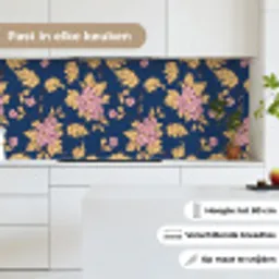 Bloesem - Bladeren - Roze - Goud - Patronen keuken achterwand 2 middel 871 -sfeer4_NL