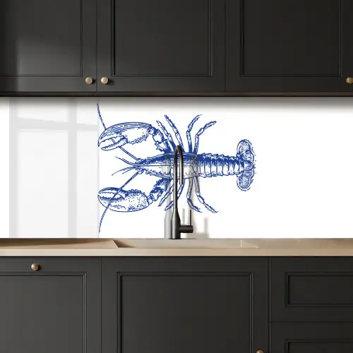 Blauw - Kreeft - Wit keuken achterwand 2 middel -sfeer1