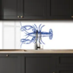 Blauw - Kreeft - Wit keuken achterwand 2 middel -sfeer1