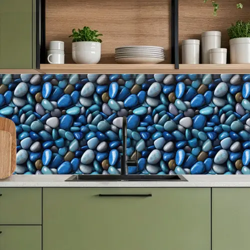 Blauwe - Oceaan - Kiezels keuken achterwand 2 middel 871 -sfeer3