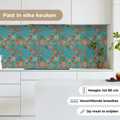 Bohemian - Bloemen - Oranje - Retro - Design keuken achterwand 2 middel 871 -sfeer4_NL
