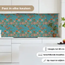 Bohemian - Bloemen - Oranje - Retro - Design keuken achterwand 2 middel 871 -sfeer4_NL