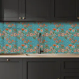 Bohemian - Bloemen - Oranje - Retro - Design keuken achterwand 2 middel 871 -sfeer1