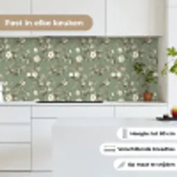 Botanisch - Vogels - Groen keuken achterwand 2 middel 871 -sfeer4_NL