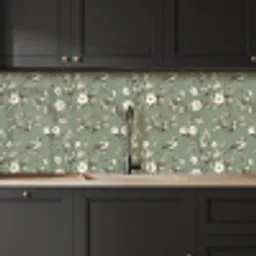 Botanisch - Vogels - Groen keuken achterwand 2 middel 871 -sfeer1