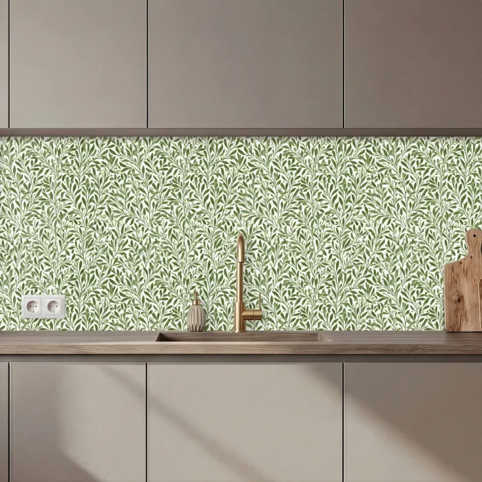 Botanisch - Takken - Groen keuken achterwand 2 middel 871 zz_3dshopping