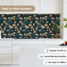 Botanisch - Bloemen - Blauw keuken achterwand 2 middel 871 -sfeer4_NL