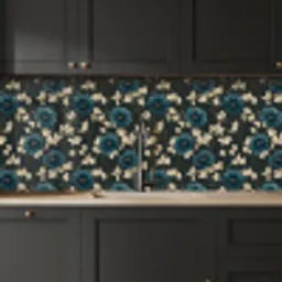 Botanisch - Bloemen - Blauw keuken achterwand 2 middel 871 -sfeer1