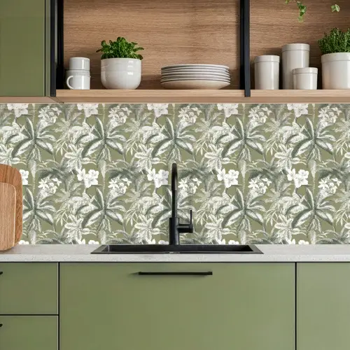 Botanisch - Bloemen - Groen keuken achterwand 2 middel 871 -sfeer3