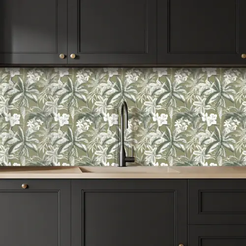 Botanisch - Bloemen - Groen keuken achterwand 2 middel 871 -sfeer1