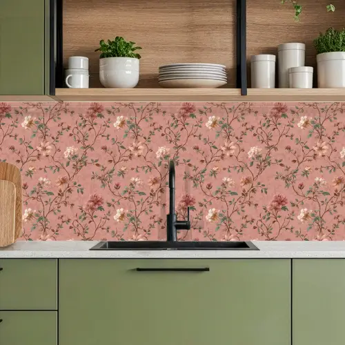 Botanisch - Bloemen - Roze keuken achterwand 2 middel 871 -sfeer3