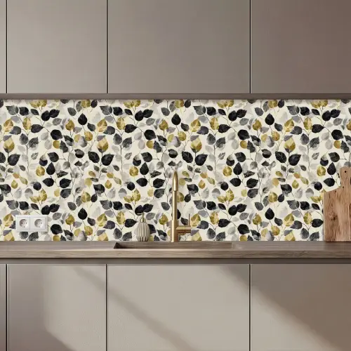 Botanisch - Goud - Zwart keuken achterwand 2 middel 871 zz_3dshopping